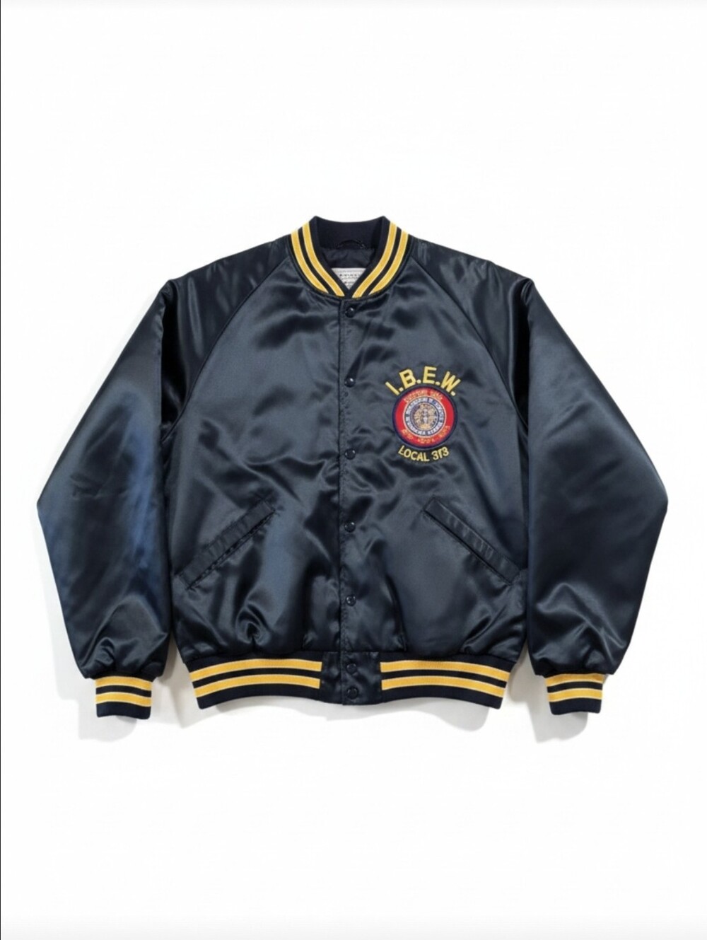 Vintage Pro Fit IBEW Local 313 Electricians Satin Bomber Jacket XL USA Made
